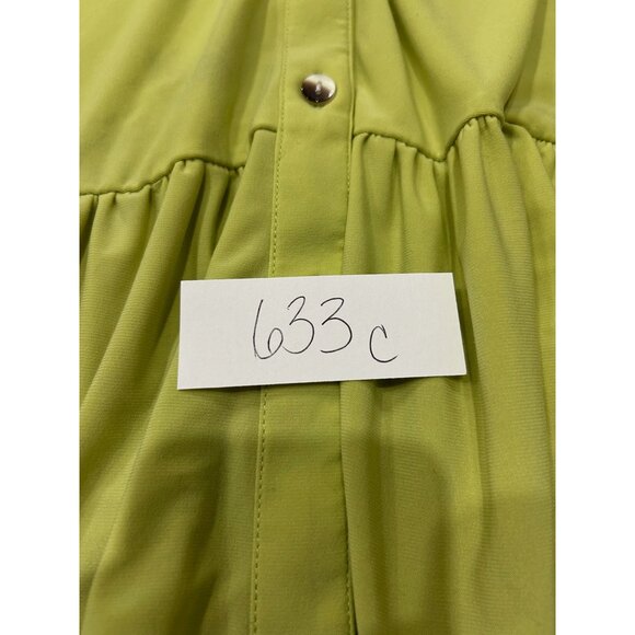 Nina Leonard Ruffle Button Up Tank Top Chartreuse Sz Large Sleeveless Tunic - Picture 9 of 10